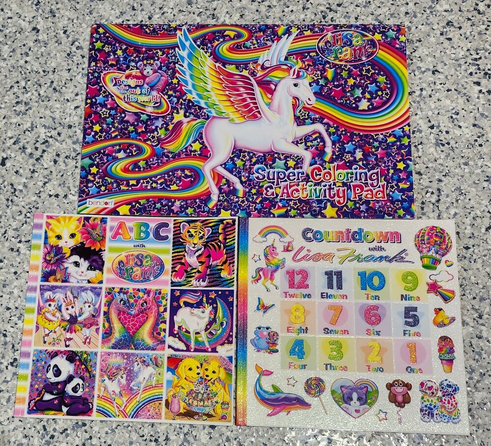Lisa Frank Books Lot of 3 ABC Countdown Coloring Activity New 2022